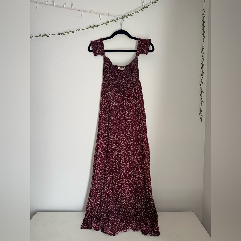 Long Red Floral Summer Dress